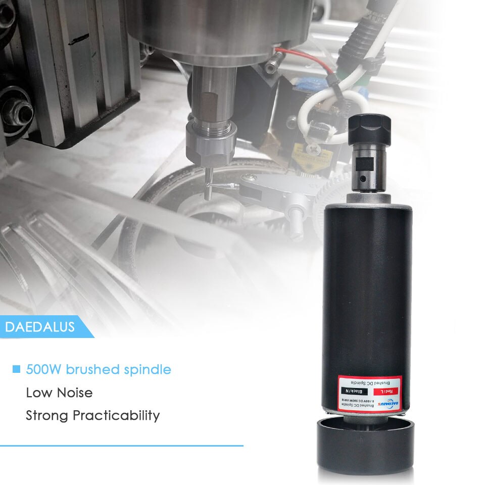 Daedalus CNC 500W Brushed Spindle Motor ER16 Chuck 100V DC Motor Air Cooled Spindle For CNC Engraving Milling Machine