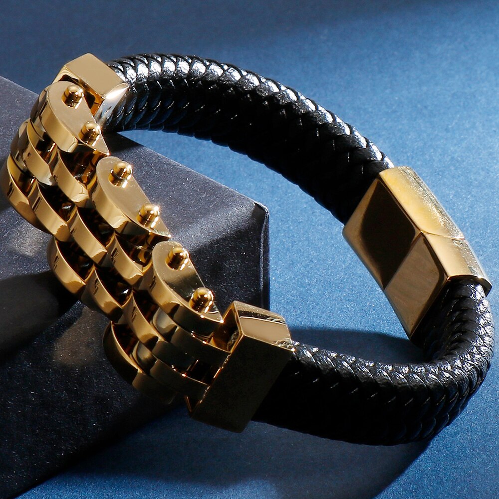 Handgemaakte Mannen Lederen Armband Voor Mannen Met Magneet Sluiting 316L Rvs Heren Armbanden Sieraden Logo Naam Graveren Maker