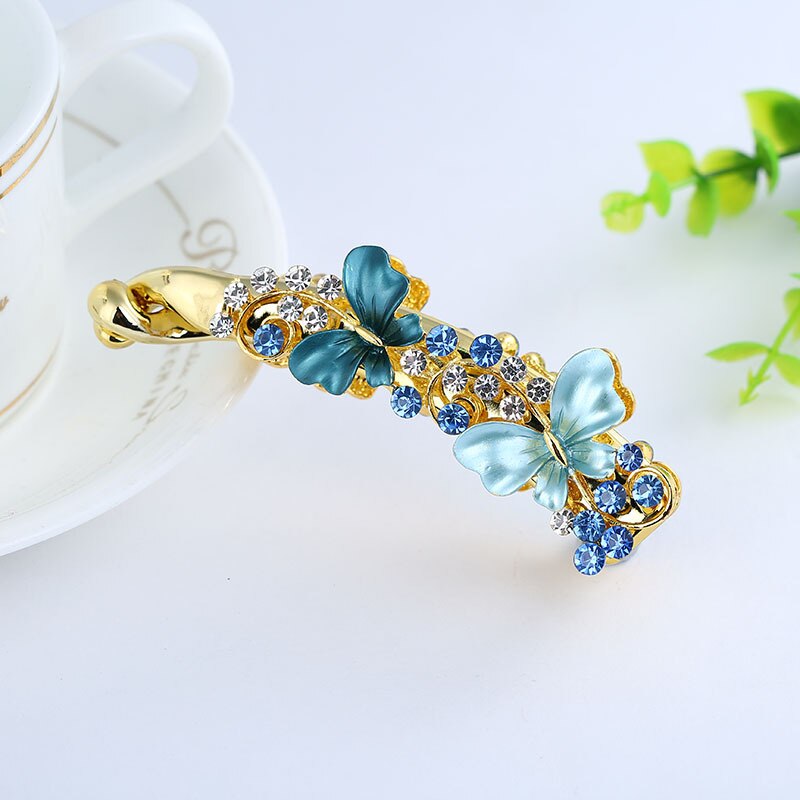 Nowe akcesoria Crystal Barrette Rhinestone spinka do włosów spinka do włosów spinka w kształcie Banana spinki do włosów dla kobiet akcesoria do włosów Hairgrip: A