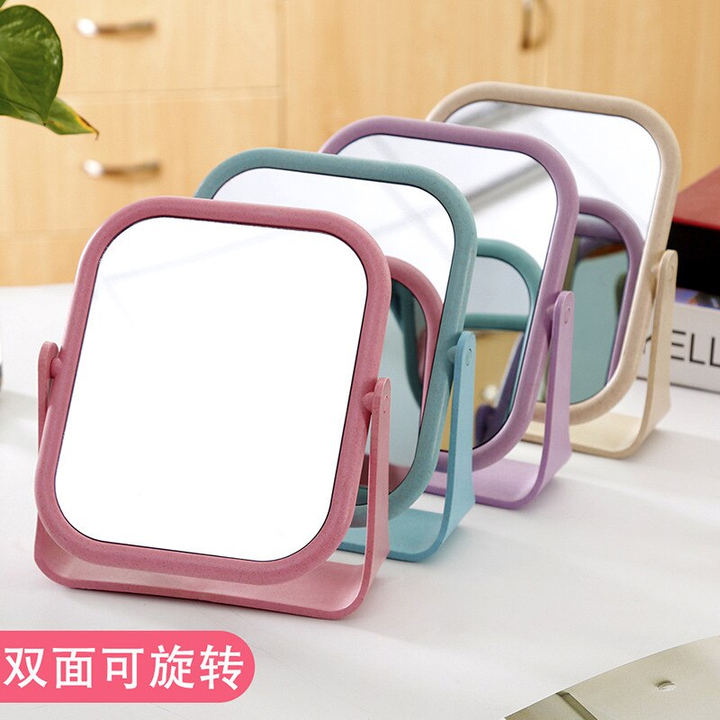 HD Round/Square Double-sided 360 Degree Rotating Makeup Mirror Foldable Portable Desktop Plastic Vanity Mirror Make Up Tool