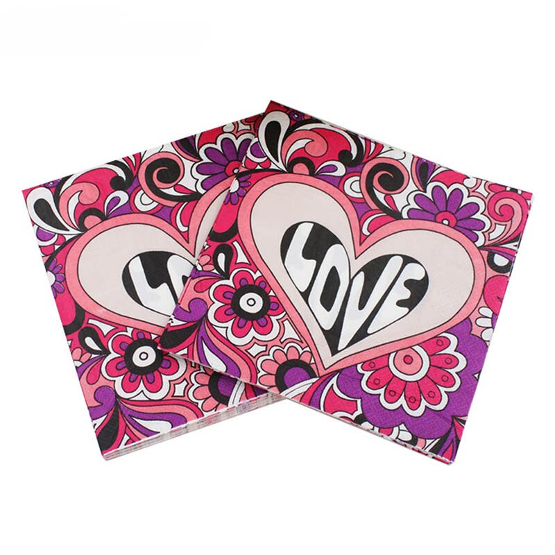 Liefde Hart Tafel Papieren Servet Voor Valentijnsdag Сервировочная Салфетка I Love U Tissue Handdoek Verjaardagsfeestje Bruiloft Decoratie: E