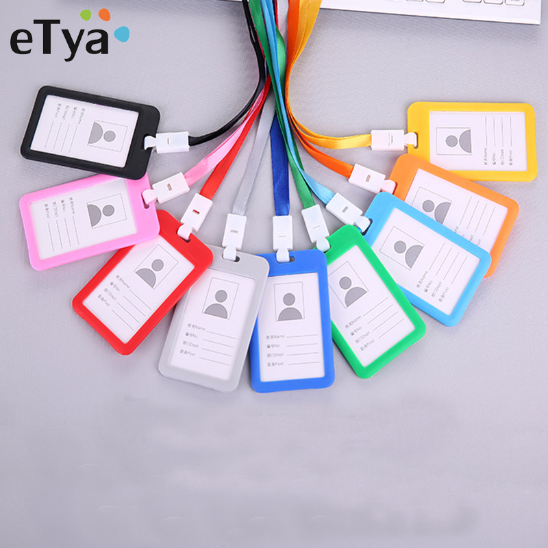 eTya Men Women Business Card Holder Identity Badge Name Tag Neck Strap Credit Card Holders Bank Card Bus ID Holders Case