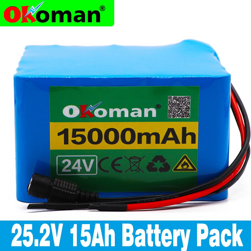 Original 6S5P 24V 15Ah 25.2V Lithium Battery Pack Batteries For Electric Motor Bicycle Ebike Scooter Wheelchair Cropper with BMS