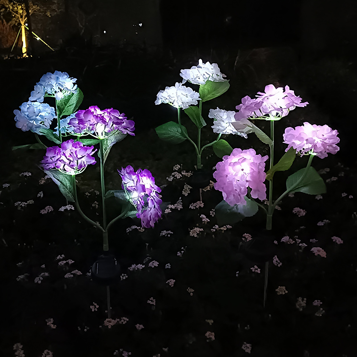 Solcelledrevet hortensia-blomsterlampe, solcelledrevet led-lys, udendørs haveplænelampe, gårdhavehegn, passage, villadekoration