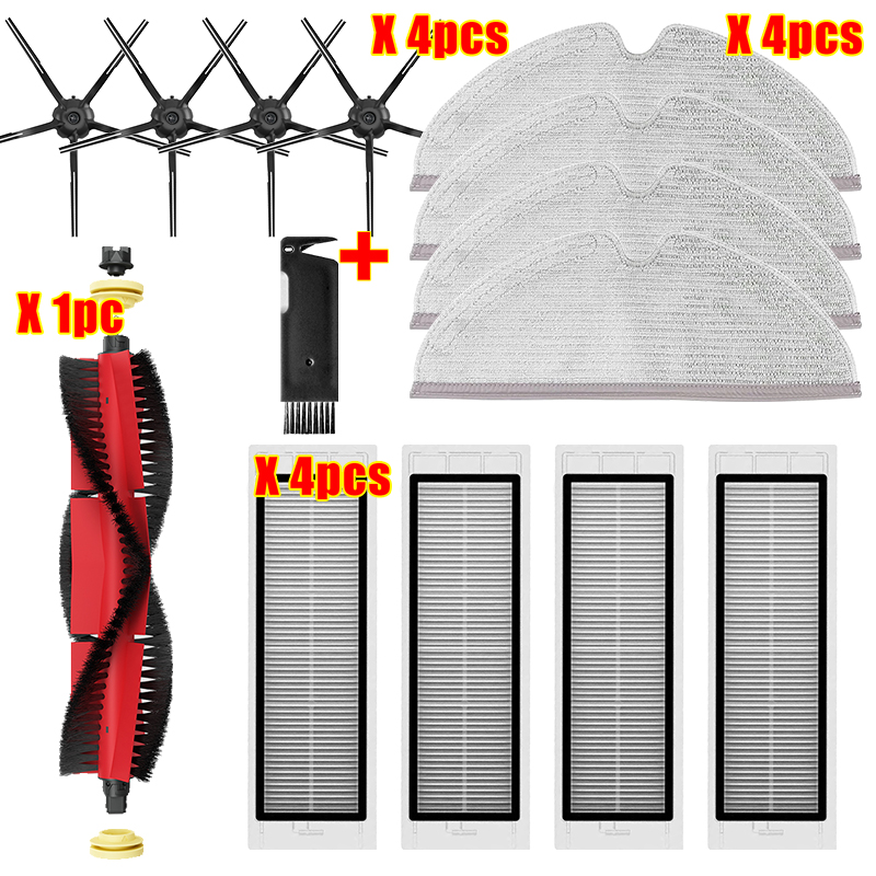Cepillo lateral para Xiaomi MI Roborock S5 Max S6 Pure MaxV S55, accesorios para Robot aspirador, paño de mopa, filtro HEPA, cepillo principal: Naranja