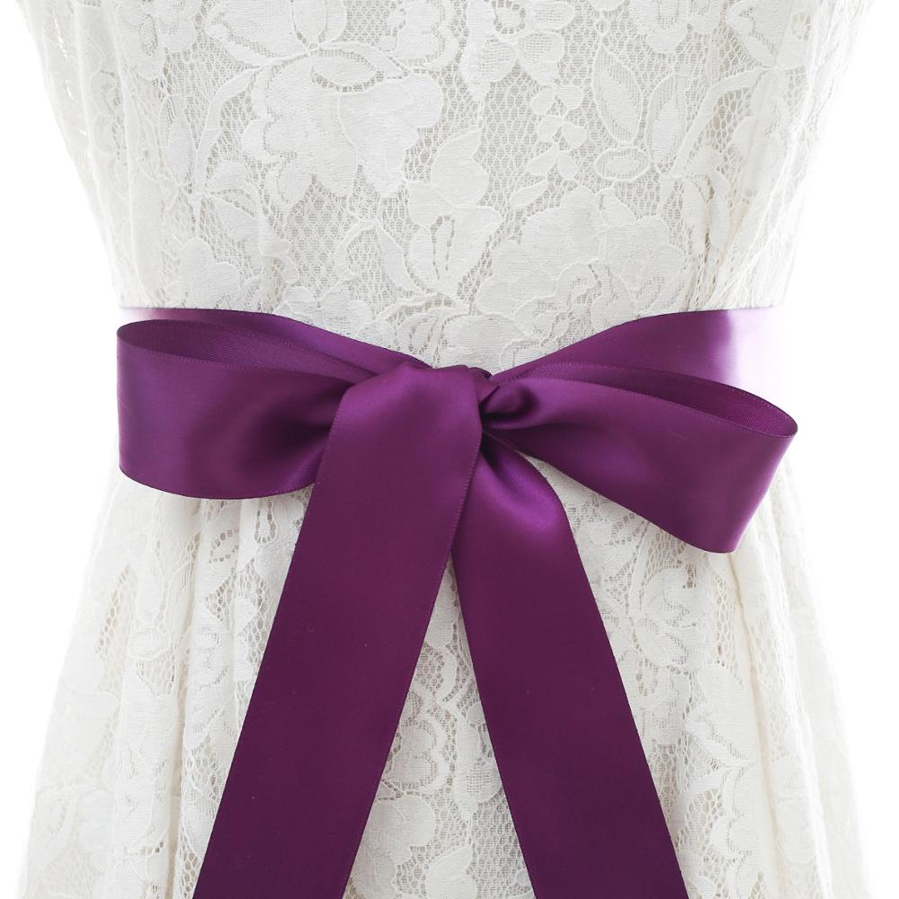 Diamantes de imitación boda Vestido con cinturón Ceñidor hecho a mano perla cinturón de novia con cinta de satén accesorios de boda baratos: Púrpura