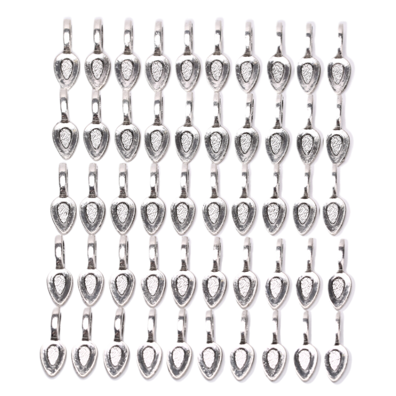 50pcs Glue On Flat Pad Bails Pendants Charms Connector Jewelry Making 21*8mm Connector Hanger for Jewelry Making: Antique Silver