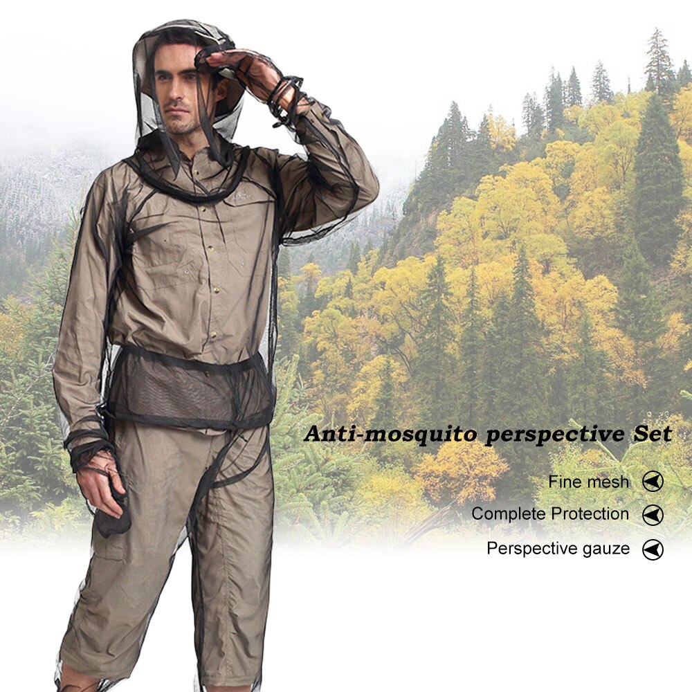 Lixada Anti-mosquito Anti-abeja perspectiva trajes para aventura al aire libre Camping pesca Mosquito ropa traje ligero