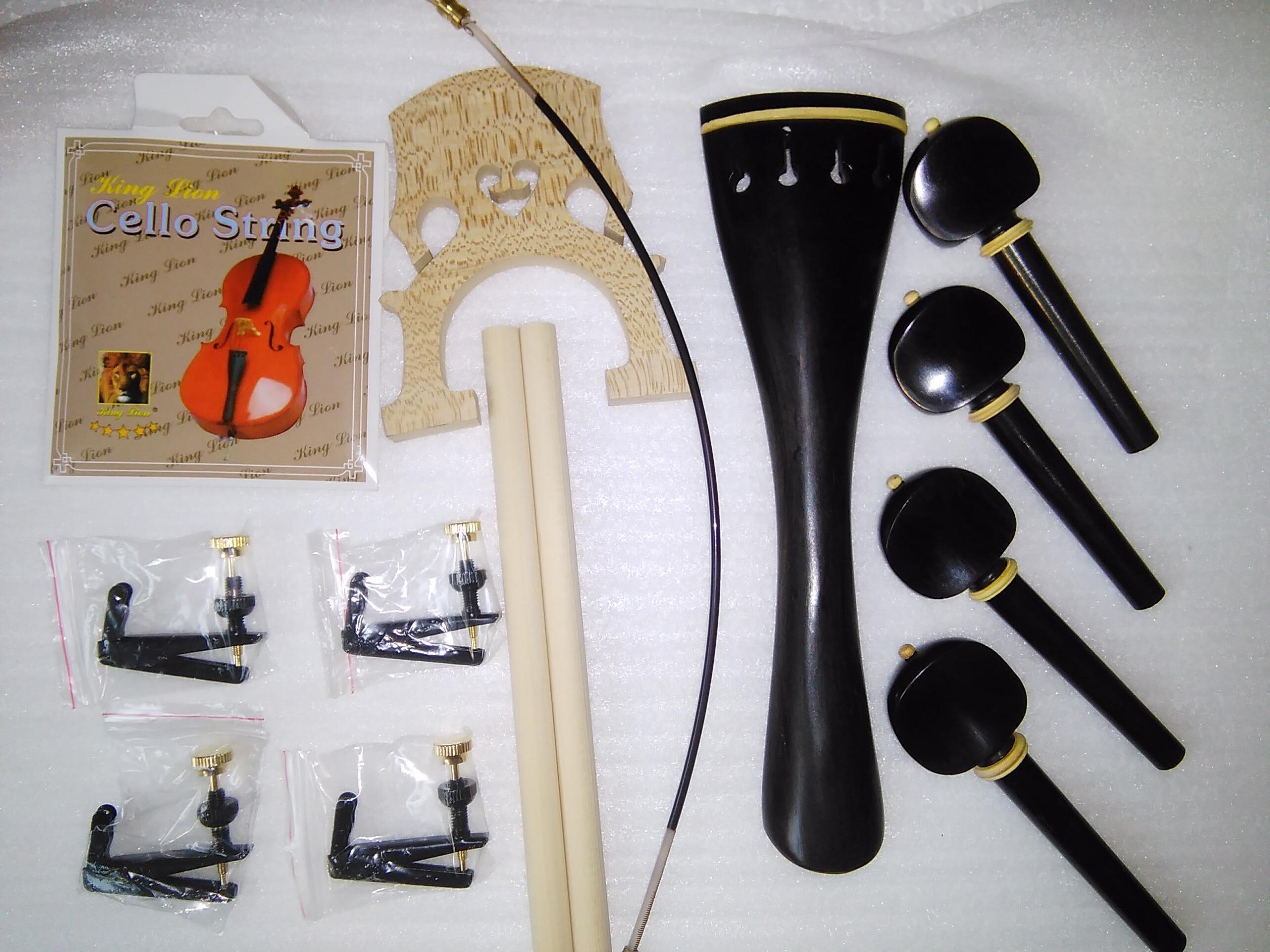 1 Set Cello Fitting including Cello string cello fine tuners French bridge and sound post all 4/4