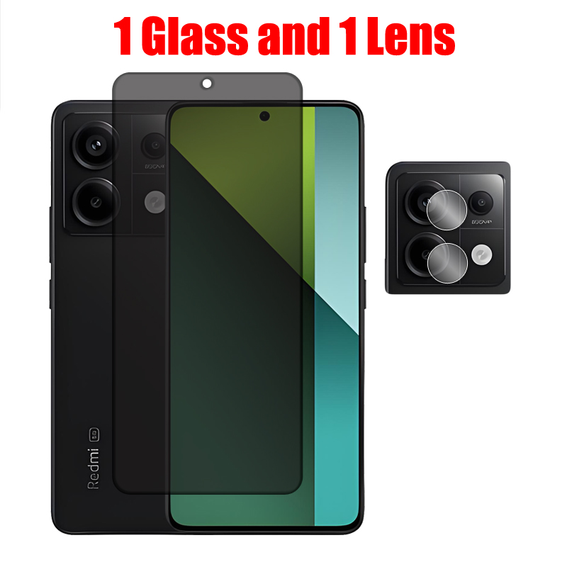 Para redmi note 13 pro vidro redmi note 13 4g 5g vidro temperado anti peep protetor de tela de privacidade para redmi note 13 pro 4g 5g: Marfim / Bundle1: