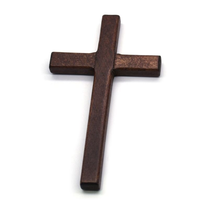 2 Stuks Handgemaakte Houten Kruisbeeld Kruisen Jezus Christus Ornamenten Religieuze Charm Hanger Maken: Dark brown