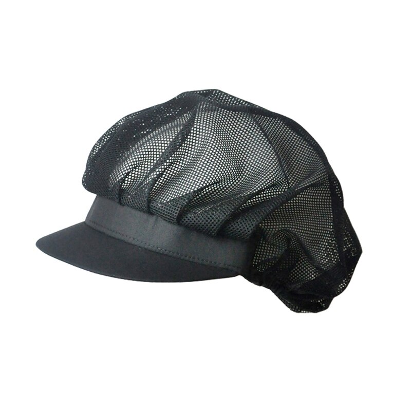 Gorro de Chef para hombres y mujeres, accesorios para restaurantes, gorro de cocina a prueba de polvo, gorro transpirable para cocinero de Hotel, gorro de cocina elástico para Uniforme de Trabajo: Black mesh