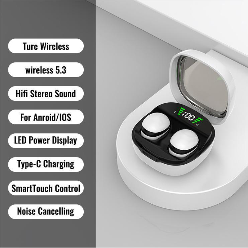 Auriculares invisibles inalámbricos para dormir, cascos ligeros con Bluetooth 5,3 pulgadas, pequeños auriculares ocultos para teléfonos móviles universales: Blanco