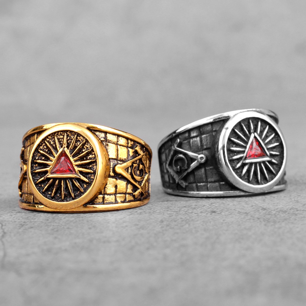 Frimurare frimurare guld silver färg män ringar punk hip hop för pojkvän manlig rostfritt stål smycken kreativitet