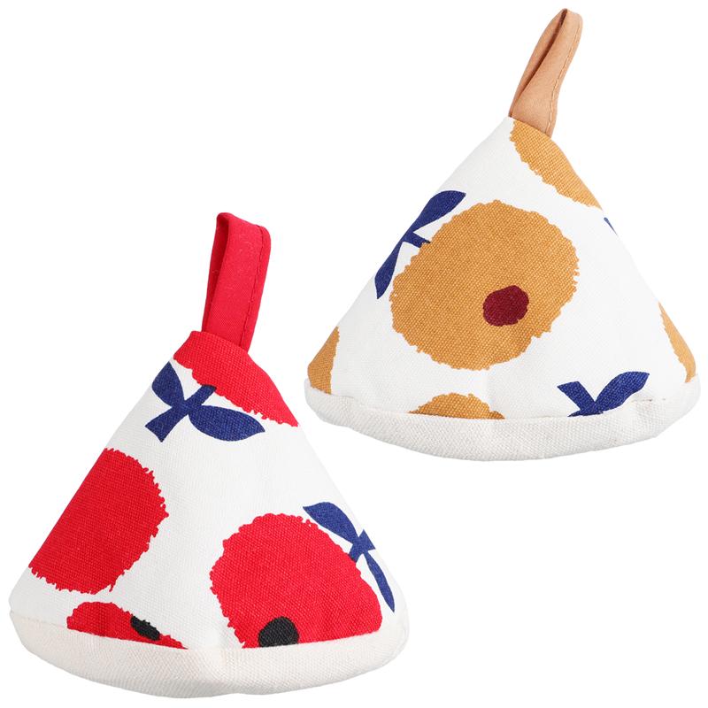 2Pcs Pot Cover Protectors Heat Insulated Covers Triangle Pot Cap Pot Pad Pot Cap Pot Cover Clip Pot Heat Insulation Handle: Orange