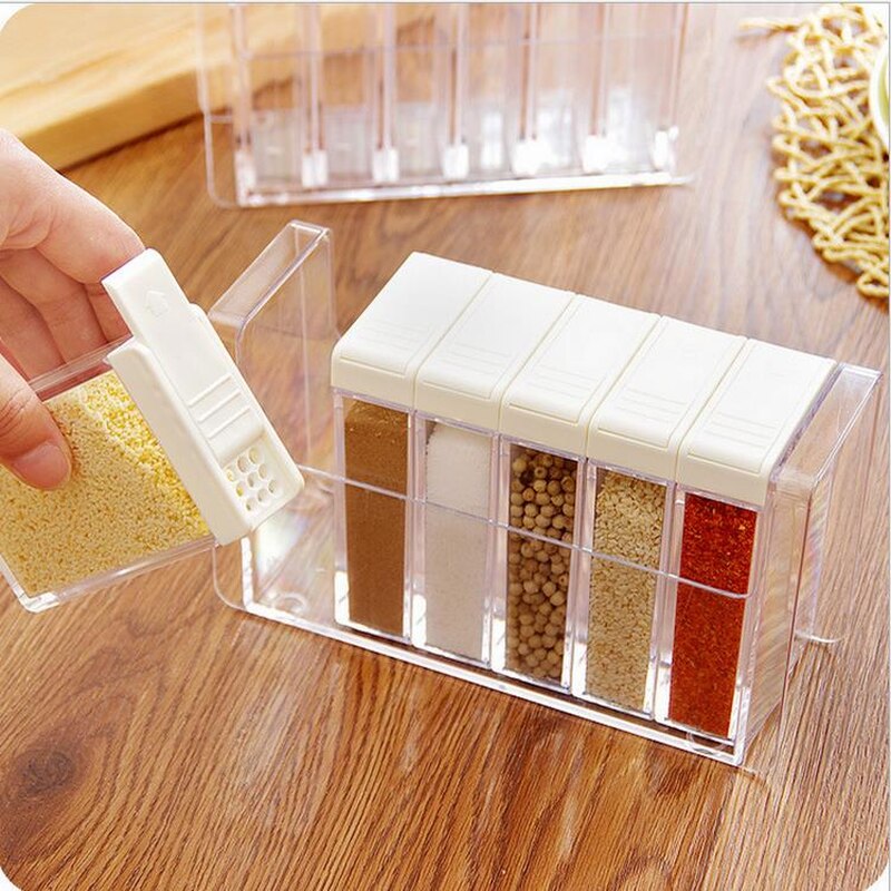 Kitchen supplies transparent plastic seasoning box seasoning bottle salt MSG seasoning jar storage box spice container ZP7051549