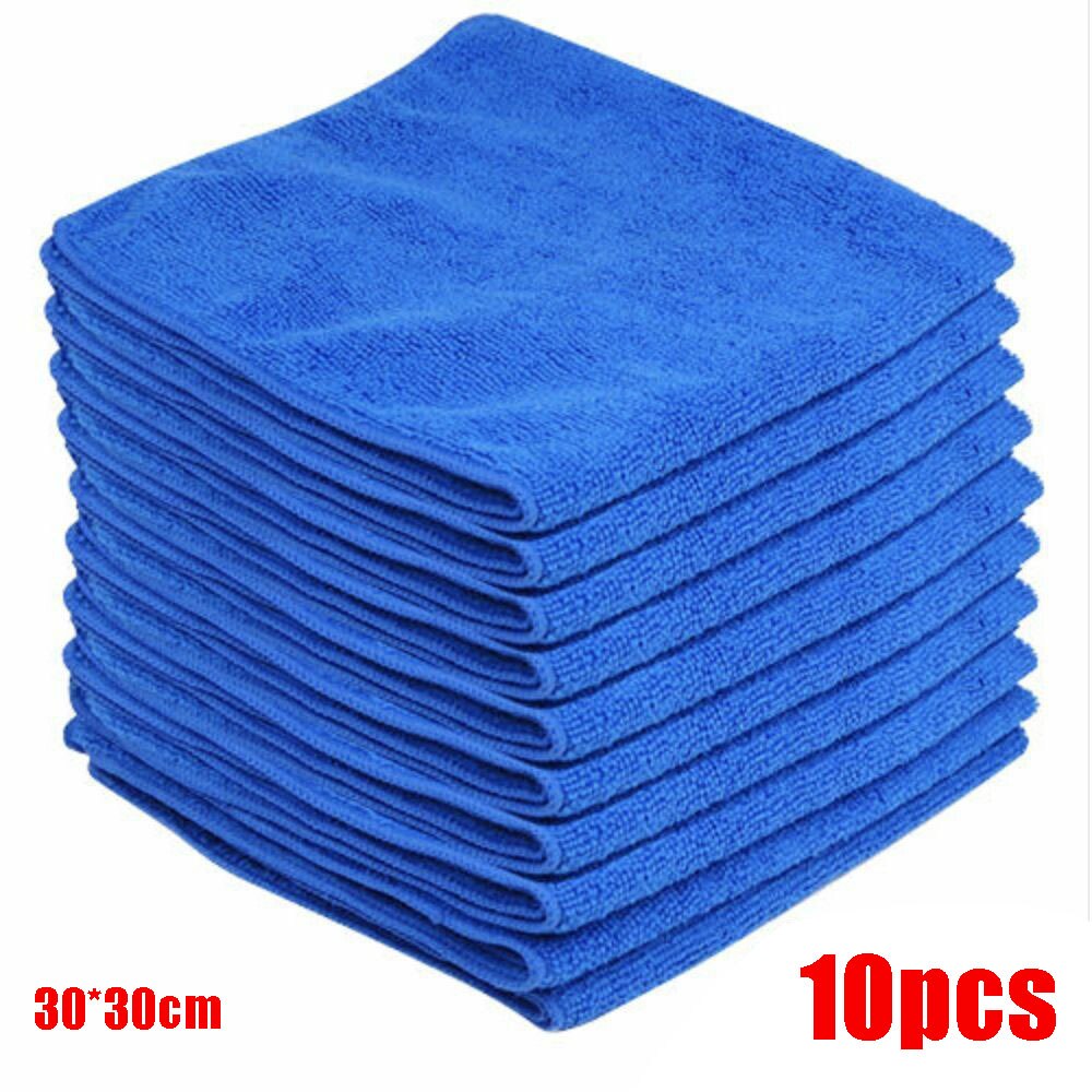 10pcs 30x30cm Wash Microfiber Towels Car Cleaning Towel Soft Drying Cloth Hemming Wash Towel Water Suction Duster Car Clearner: 10pcs 30x30cm