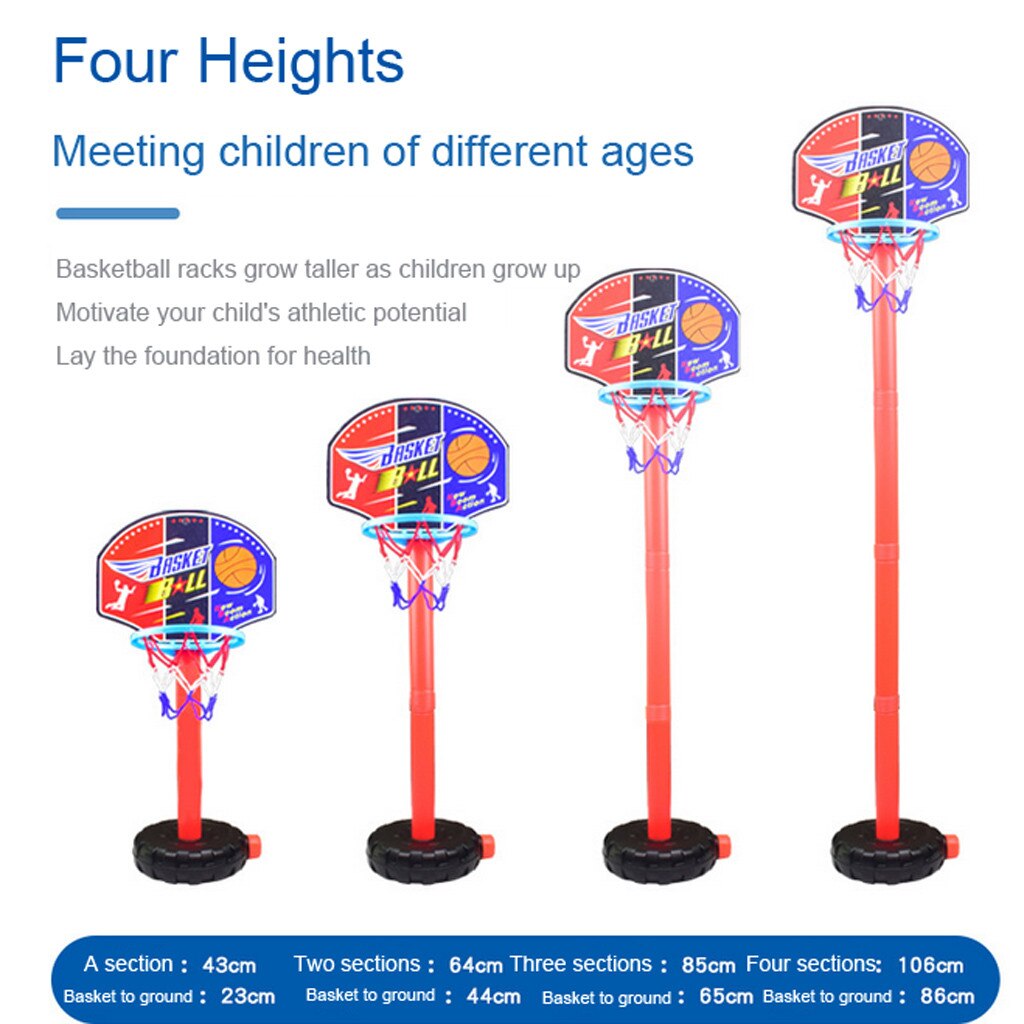 Indoor Portable Plastic Basketball Frame Kids Height- Adjustable Sports Basketball System set Hoop Basketball Goal Backboard