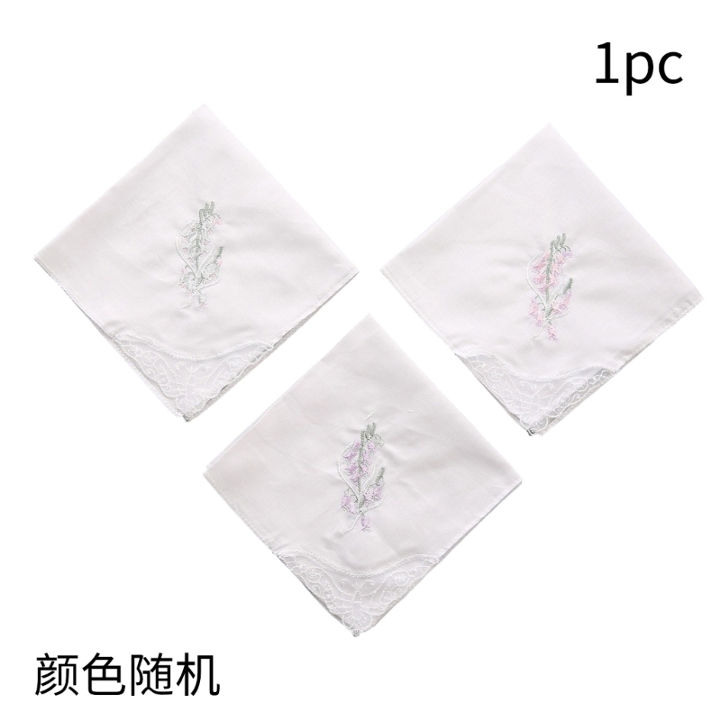 Cotton Ladies Handkerchiefs Vintage Floral Lace Edging Wedding Party Hanky