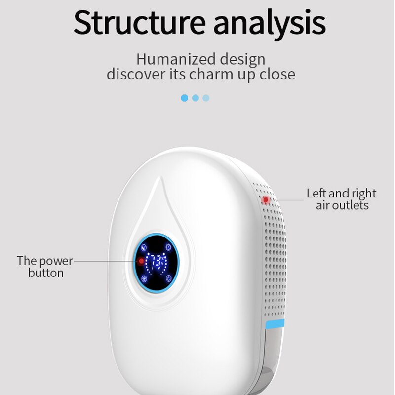 Dehumidifier Portable Mini Electric Dehumidifier Ultra Quiet Air Cleaner for Home, Kitchen, Garage, Wardrobe, Basement EU Plug