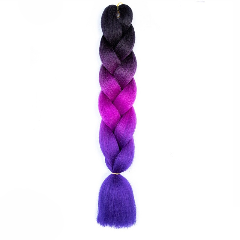 Estensioni trecce jumbo sintetiche da 24 pollici Capelli lunghi Yaki intrecciati lisci Capelli afro di colore Ombre per le donne