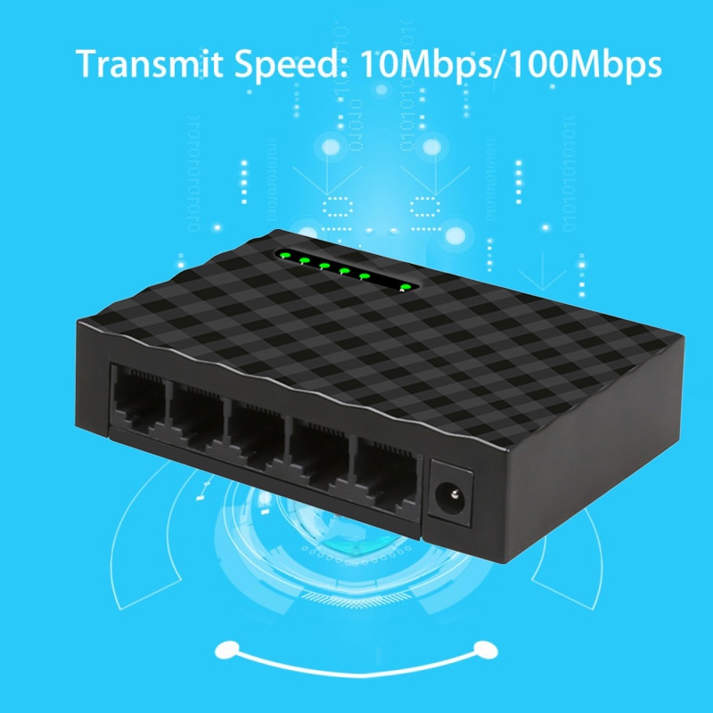 5 Port Gigabit Switch 10/100/1000Mbps RJ45 LAN Ethernet Fast Desktop Network Switching Hub Shunt With EU/US Plug Power Adapter