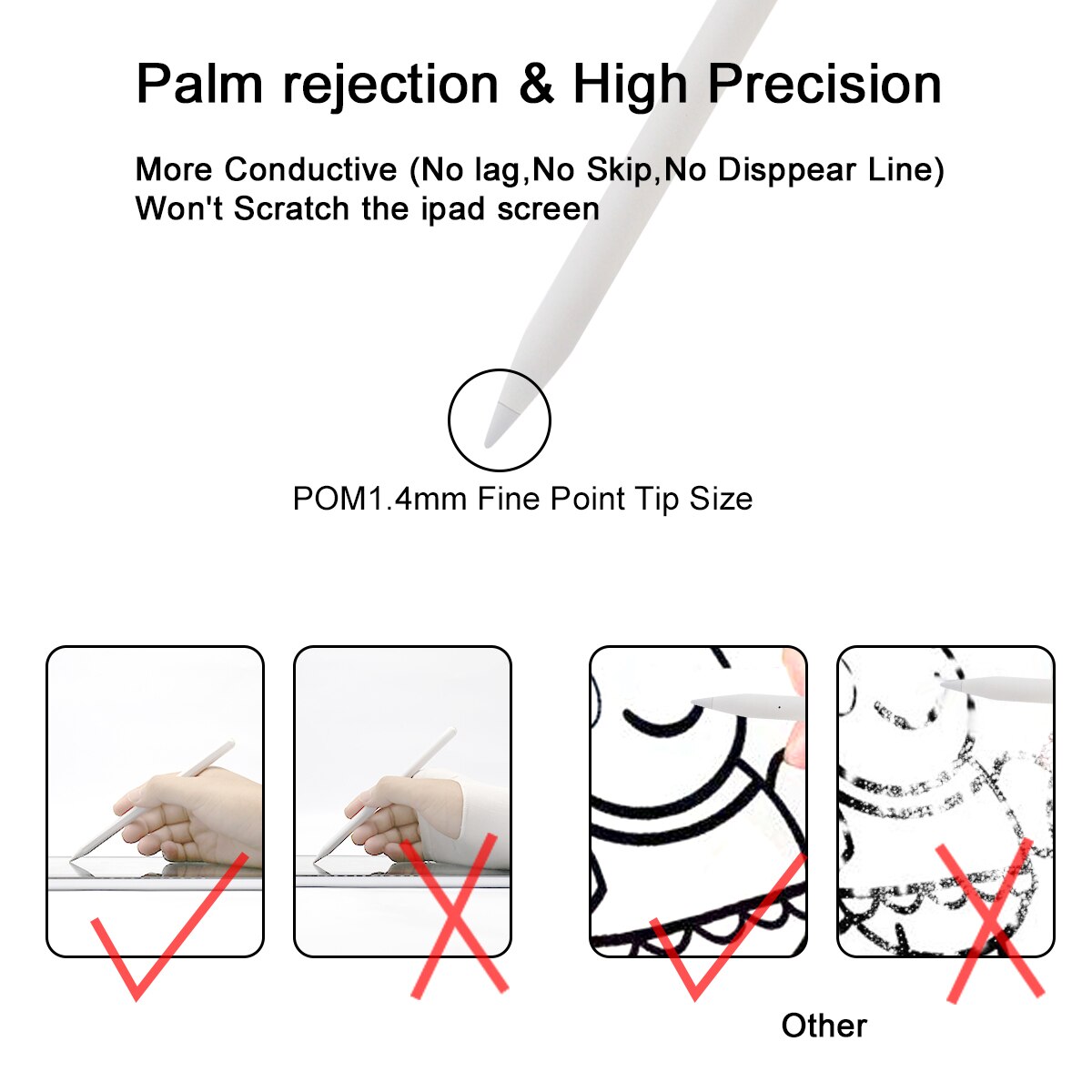 Stylus Pen for iPad Pens for Apple Pencil 1st / 2nd Gen with Sensitivity Tilt Palm Rejection Crayon for iPad