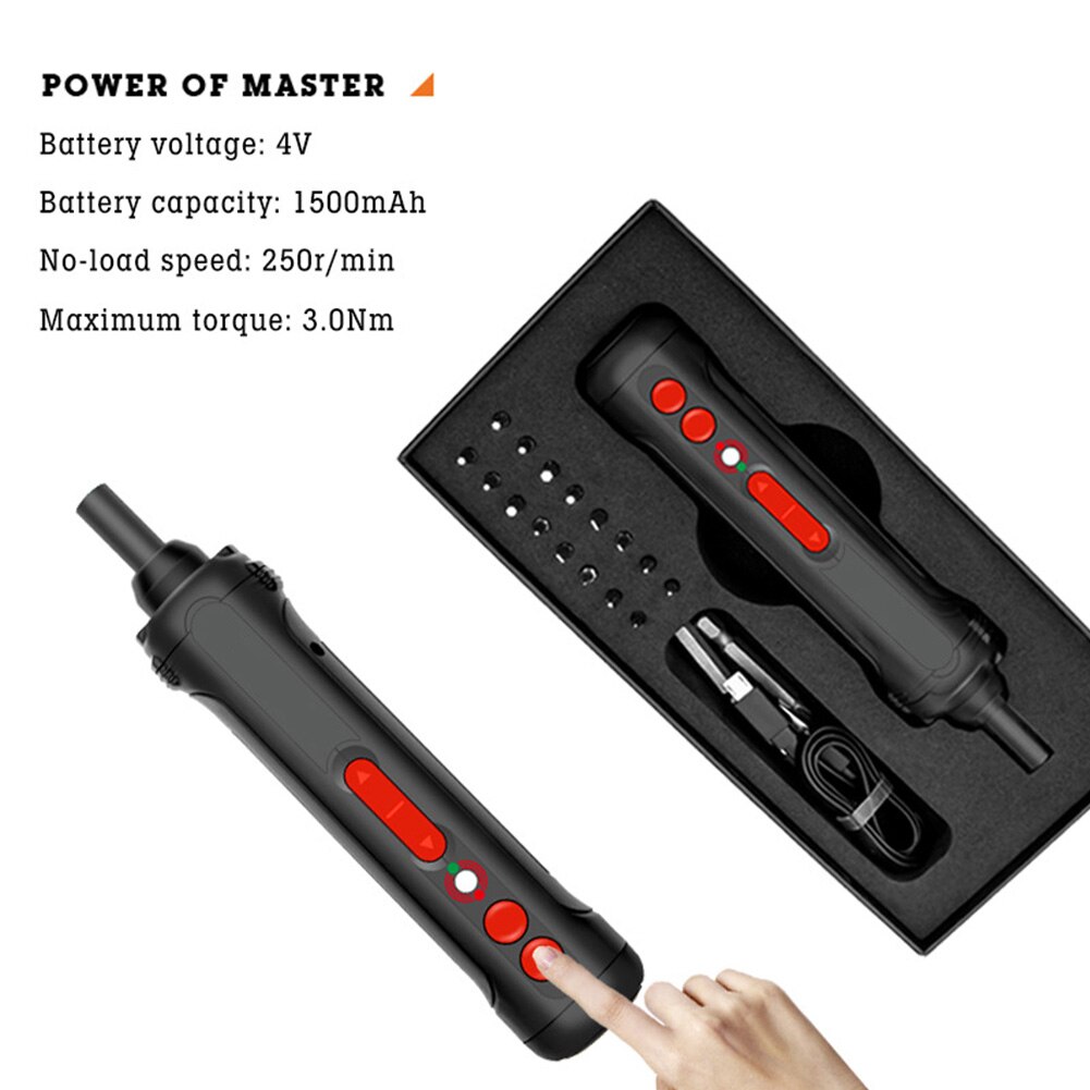 4V Compact Portable Mini Cordless Industrial Electric Screwdriver Set Power Tools Durable Handheld USB Rechargeable LED Lighting