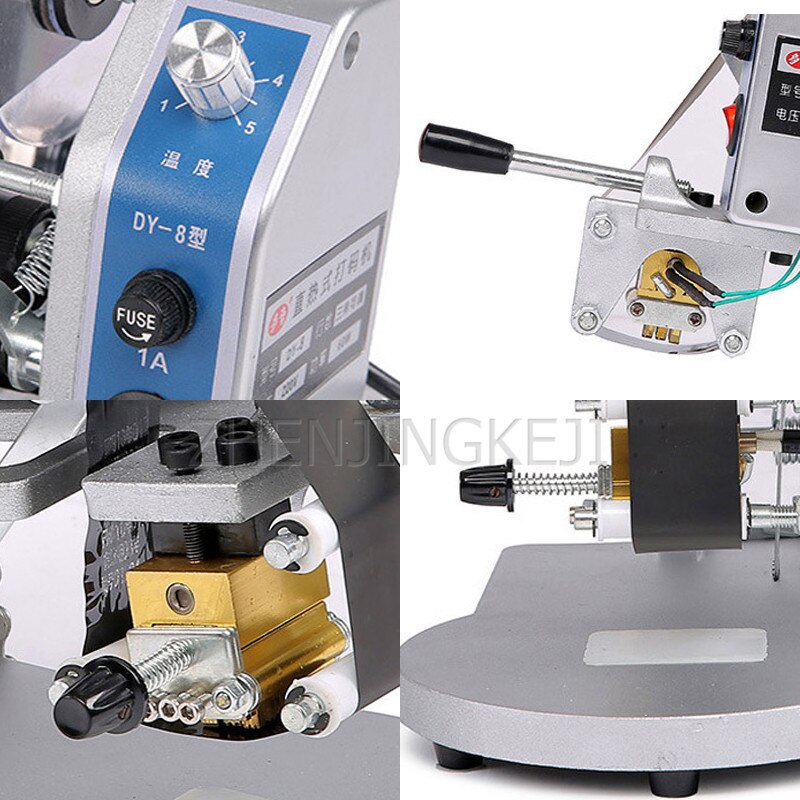Manual Ribbon Coding Machine Hand Press Direct Heating Production Date Stamp 220V Coding Tools Three-row Adjustable Temperature