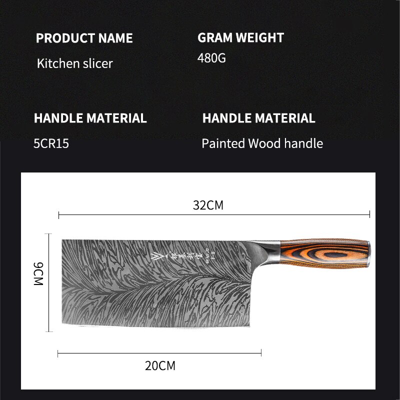 Chinese Cleaver Handmade Chopper Chef 5cr15 Stainless Steel Knife Kitchen Knives Meat Vege Slicer Chopping Knife