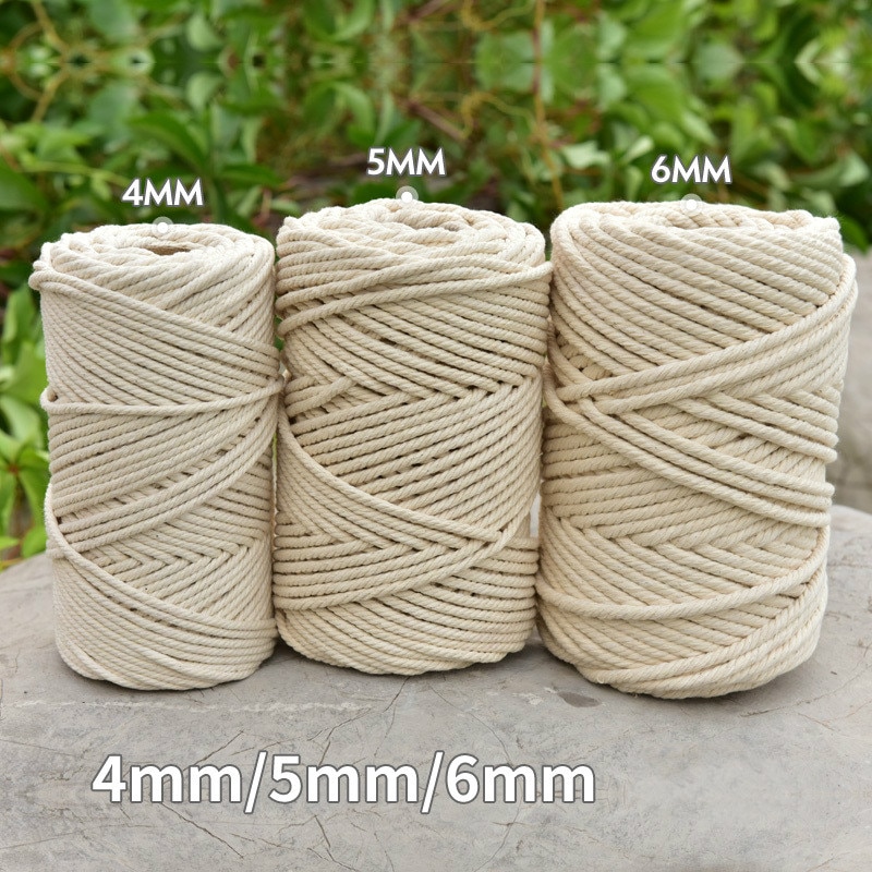 3mm 4mm 5mm 6mm Macrame Rope Twisted String Cotton Cord For Macrame Handmade Natural Beige Rope DIY Home Wedding Accessorie