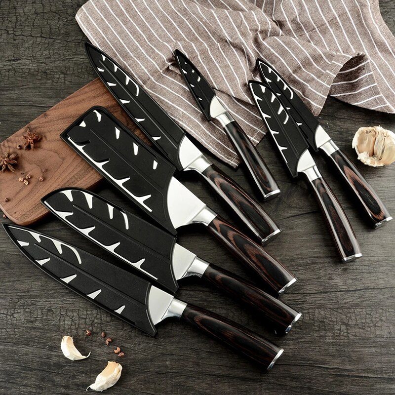 Black Plastic Knife Covers Knife Blade Protector Cover Edge Guards Case Safe Kitchen Gadgets Accessory