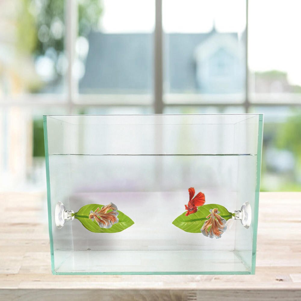 2 pcs Artificial Plant Leaf Fish Tank Betta Spawning Leaf Hammock Fish Rest Bed Tropical Betta LeavesAquariums Supplies