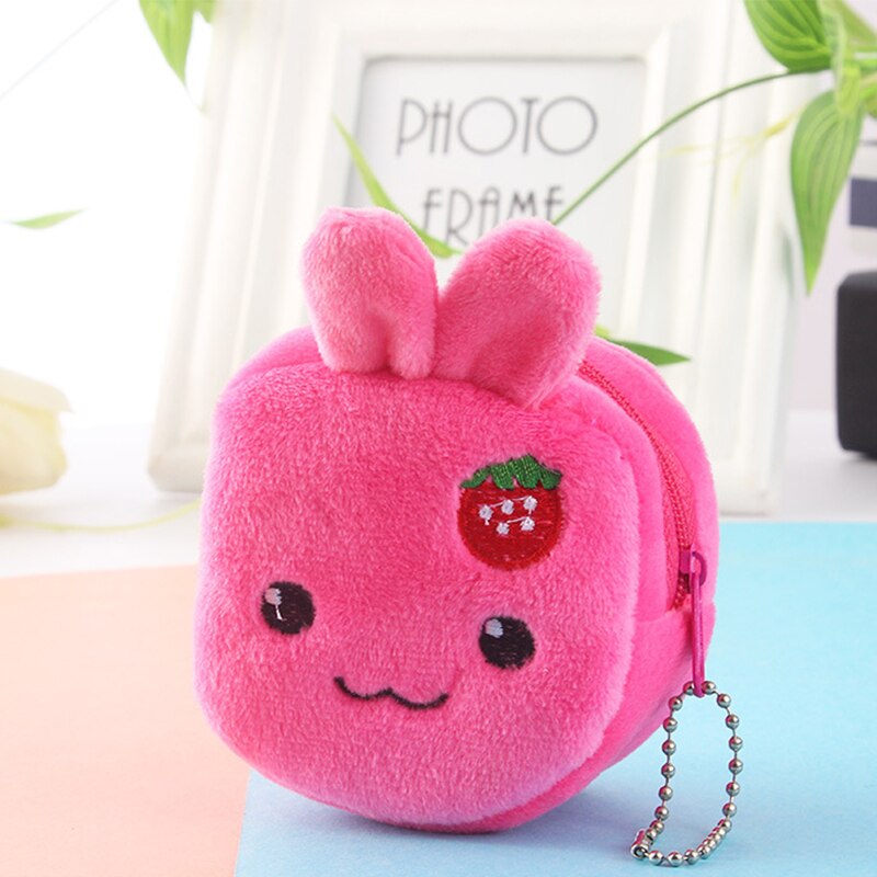 2021 cartone animato morbido peluche signore portamonete carino anime cerniera piccolo portafoglio cavo USB auricolare borsa portachiavi studente portamonete: 3