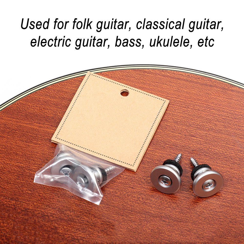 2 Stuks Gitaarband Sloten Zilver Zwart Bas Knop Gesp Gitaar Gitaar Onderdelen Ukelele Vervangen Veelzijdige Compatibiliteit Onderdelen: YELLOW