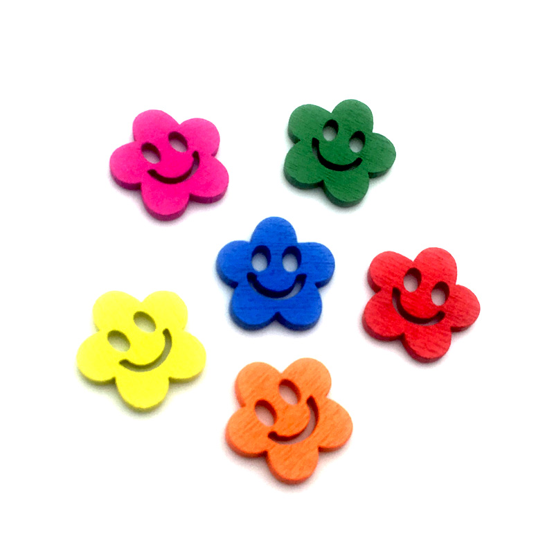 Vêtements de couture pour enfants, 50 pièces, 2/4 trous, boutons mixtes en bois, accessoires multicolores, forme mixte Animal/fleur, bricolage, Scrapbooking13-25mm