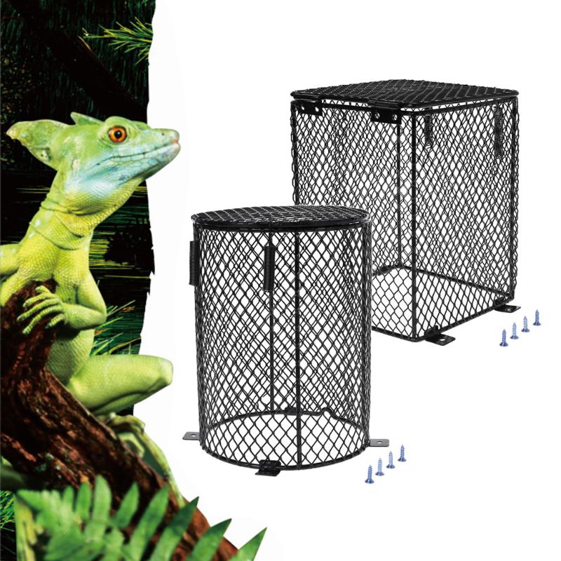 Calentador de reptiles para lámpara de Metal, cubierta protectora de malla metálica para jaula