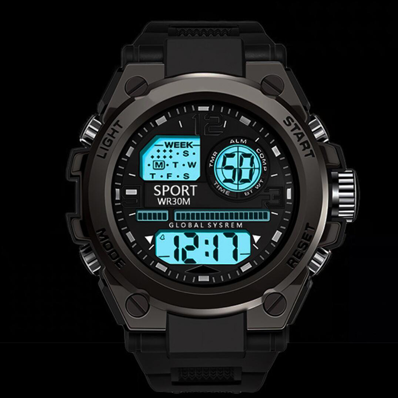 Reloj deportivo multifunción para hombre, reloj despertador luminoso resistente al agua, reloj Digital LED para hombre, reloj de pulsera electrónico con Esfera Grande para hombre