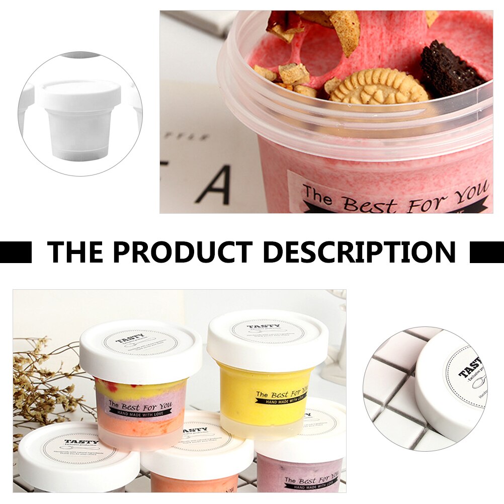 20Pcs 100ml Dessert Cups with Lids Ice Cream Pudding Cups Compact Snack Bowls