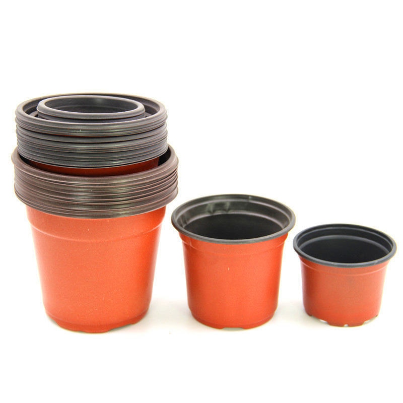 10Pcs Dual Kleur Plastic Bloem Kwekerij Potten Tuin Plant Grow Zaaien Pot-Bruin + Zwart