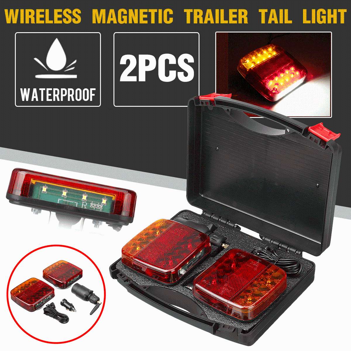 2 Stuks Draadloze Magnetische Led Truck Achterlicht Trailer Achterlicht Signaal Waarschuwing Remlicht Voor Caravans Campers Vrachtwagen Caravan rv