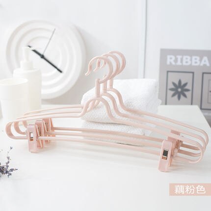 5 unids/lote 42cm perchas de ropa de plástico para el hogar con ganchos soporte de camisa para adultos percha multifunctioal para pantalones vestido falda sujetador: Rosa