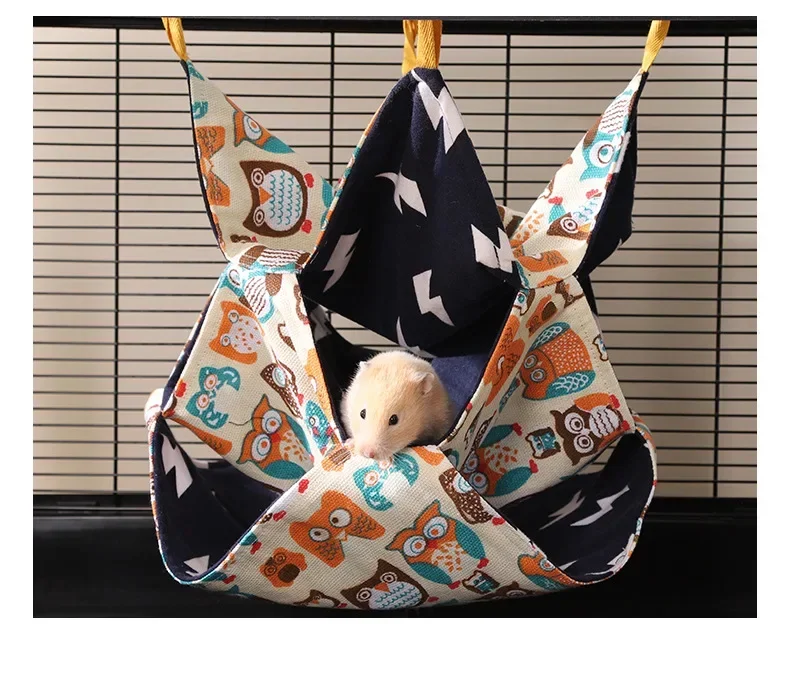 Drie Gelaagde Hamster Kooi Slapen Hangmat Print Cavia Kleding Bed Knaagdier Hangmat Chinchilla Kooi Kleine Huis