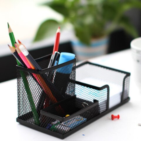 Deli Multifunction Pen Holders Pen Rest Desk Organizer Pencil Case Storage Box Metal Desktop Office Supplies