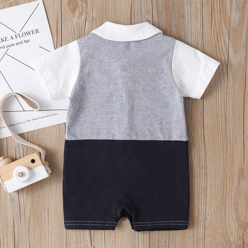 Newborn Infant Baby Boy Clothes Short Sleeve Gentleman Suit Bow Tie Plaid Romper Jumpsuit Clothes Outfits Boy Clothes 2 Years Y2