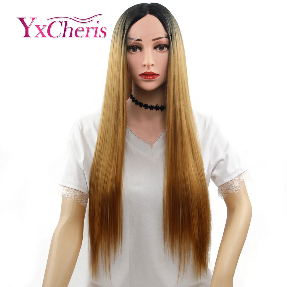 Ombre Blonde lace front wigs For Women Synthetic pink frontal lace wigs Female Long Straight Hair wig for