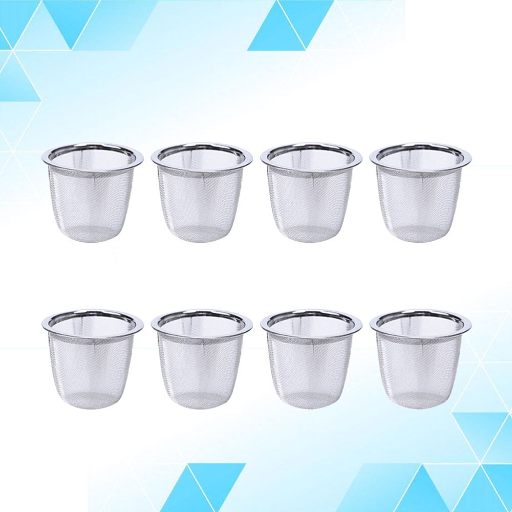 8 stk rustfrit stål tefilter metal infusionsvæske robust te si til hjemmet (diameter 7.2cm x højde 6cm): 7.6 x 5cm