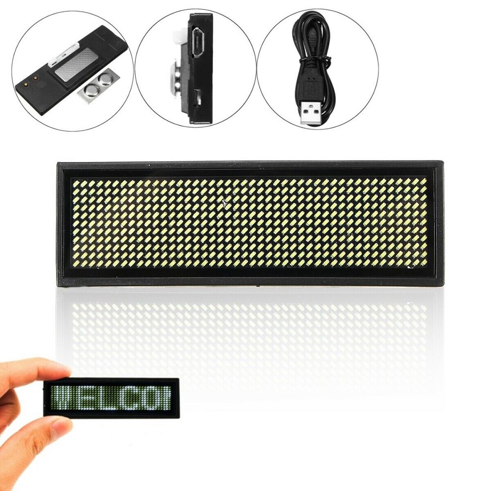 Led Tag Sign Badge Module 15 Display Languages Mini LED Digital Display Rechargeable Programmable Name Badge Durable Scrolling