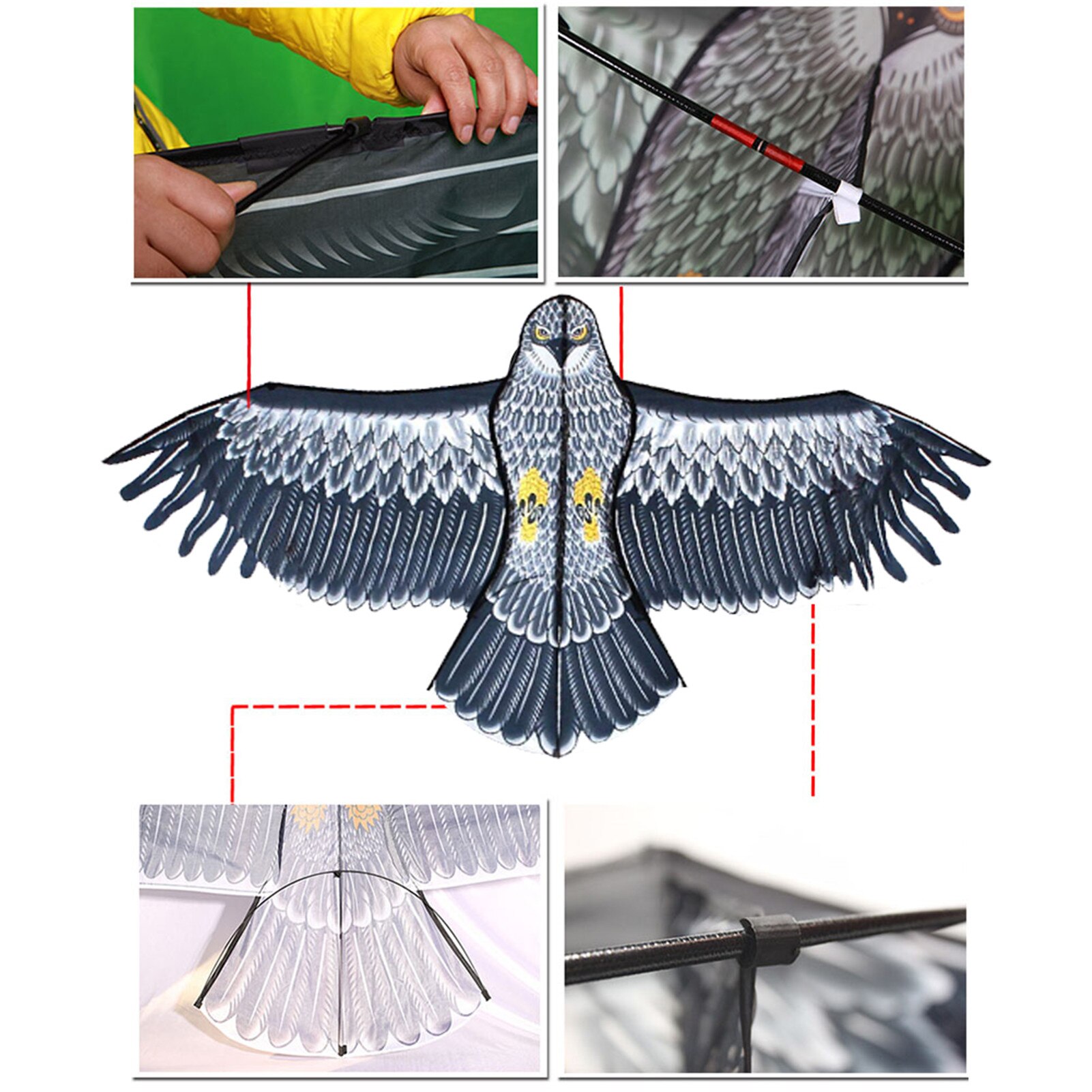 Bird Scarer Emulation Flying Drive Bird Kite Scarecrow Yard Home Breeze Easy To Fly Bird Repeller 2M Kite Line For Garden Farm