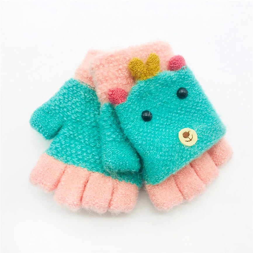 1X zimowe rękawiczki dla dzieci dziewczyny chłopcy zimowe kreskówki dla zwierząt niejednolita całość utrzymuj ciepłe rękawiczki rękawiczki dla 1-3 lat niemowlę Sep #2